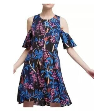 Anthropologie X Maeve Floral Cold shoulder Midi dress size 8 M